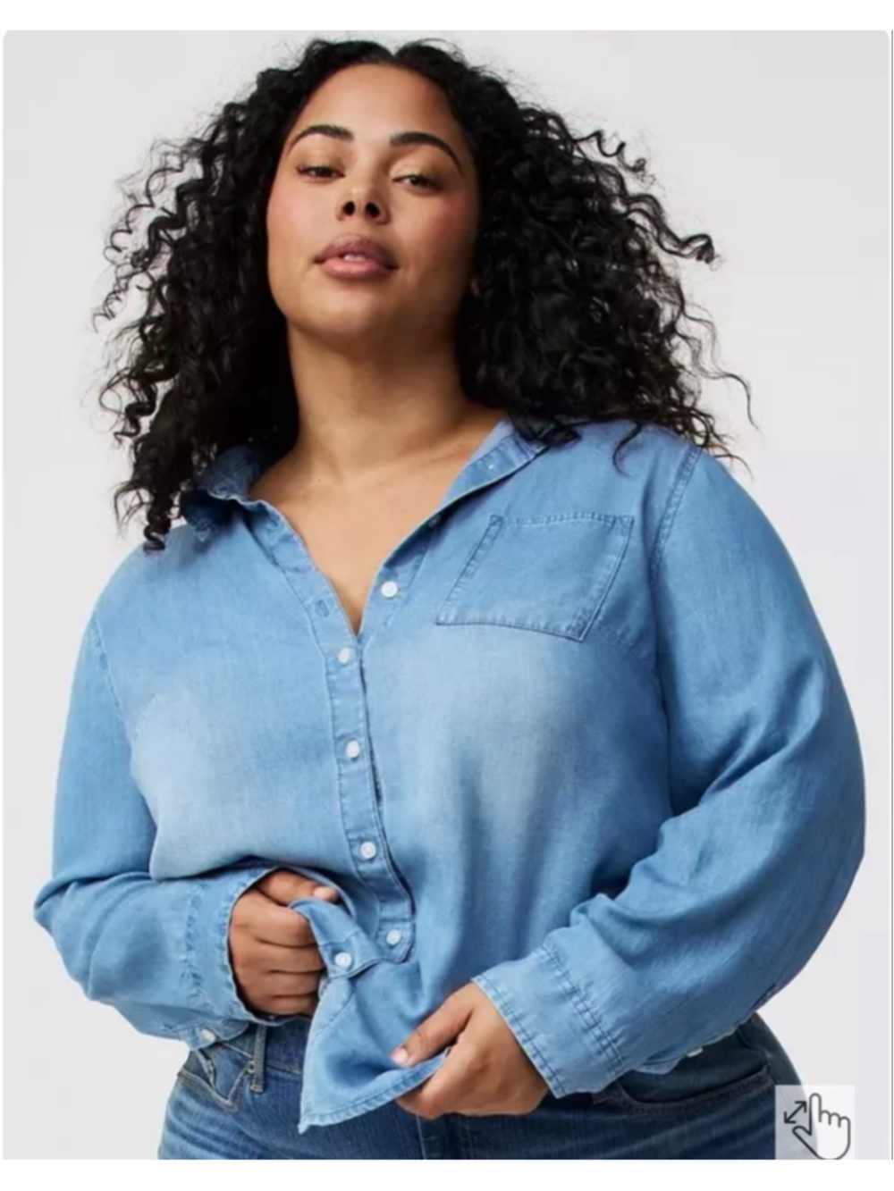 Torrid Chambray Lizzie Tencel Button Up Shirt Womens Plus Size 2X Soft Denim